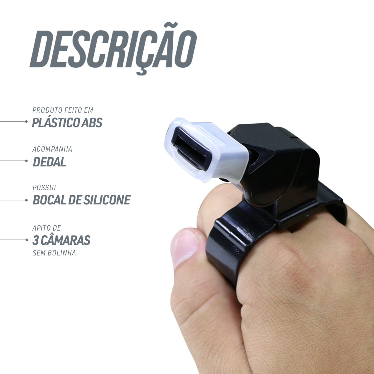 Apito de plástico tipo fox com dedal Pista e Campo