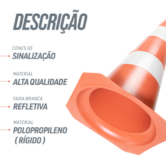 Cone de sinalização de trânsito 50cm rígido Pista e Campo