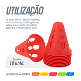 Cone de plástico 8cm vazado pequeno para manobras Pista e Campo - cnj com 10 und