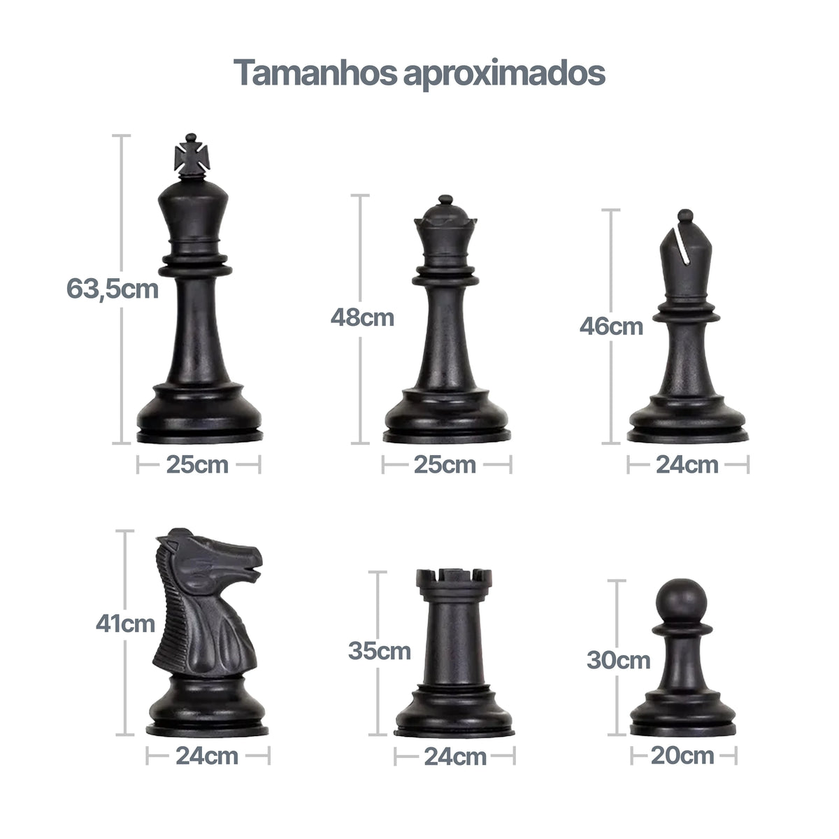Jogo de peças para xadrez gigante rei com 63,5cm modelo premium NeoFun
