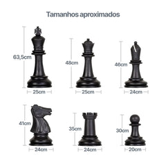 Jogo de peças para xadrez gigante rei com 63,5cm modelo premium NeoFun
