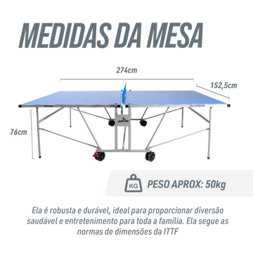 Mesa de tênis de mesa tamanho oficial outdoor com postes e rede Jintai