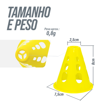 Cone de plástico 8cm vazado pequeno para manobras Pista e Campo - cnj com 10 und