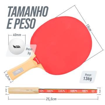 Kit 2 Raquetes de Tênis de Mesa Controle com 3 Bolas Pista e Campo