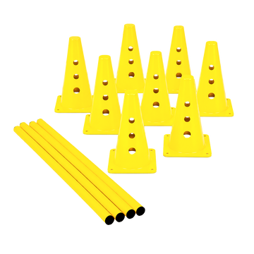 Kit 8 Cones 23cm e 4 Hastes 1m para Treino de Agilidade Velden