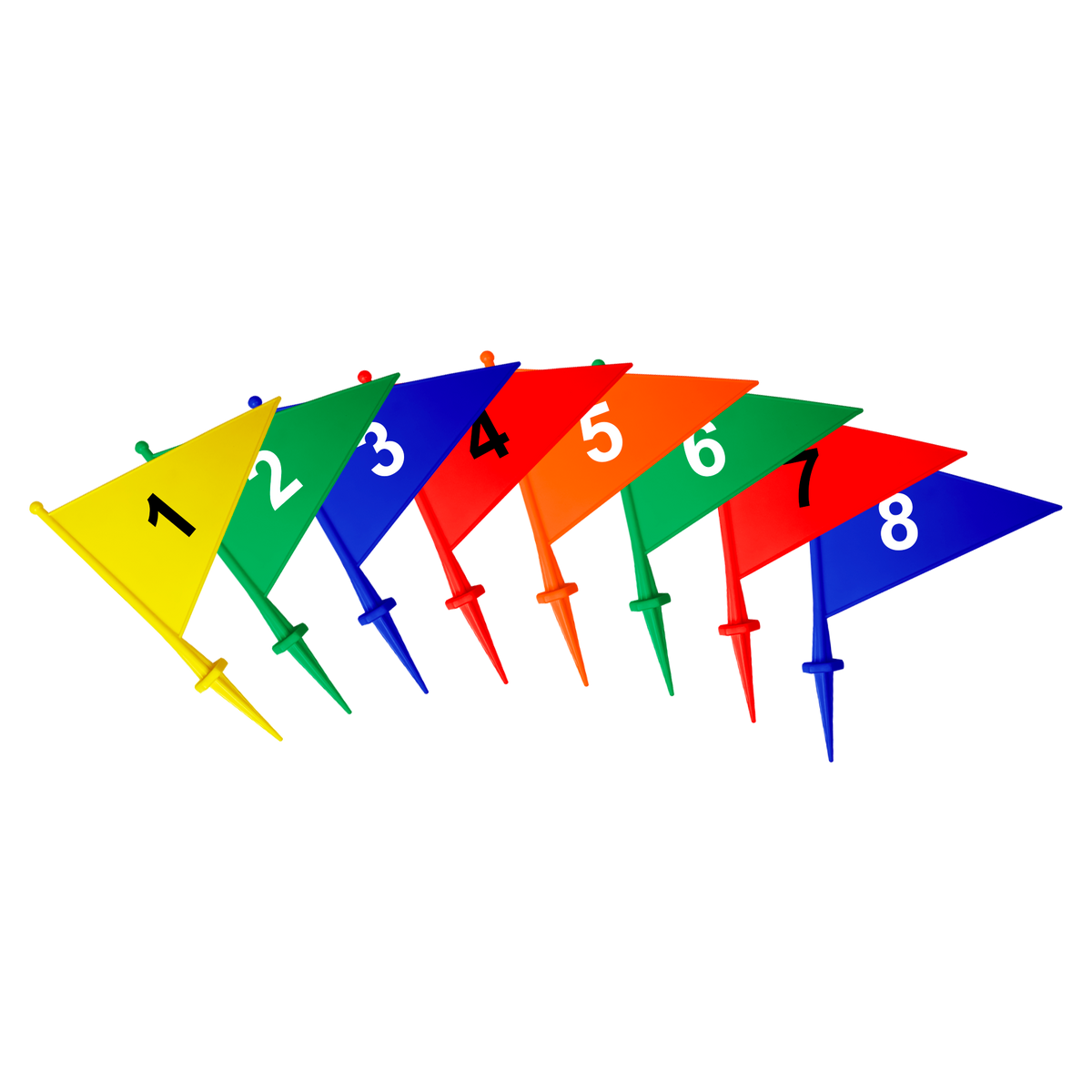 Bandeirolas numeradas plásticas multiuso Pista e Campo - cnj com 08 und (1-8)