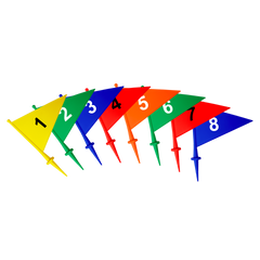 Bandeirolas numeradas plásticas multiuso Pista e Campo - cnj com 08 und (1-8)