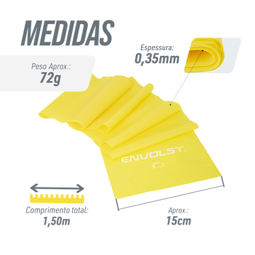 Faixa elástica 1,50m x 15cm Envolst - Kit com 03 intensidades