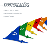 Bandeirolas numeradas plásticas multiuso Pista e Campo - cnj com 08 und (1-8)