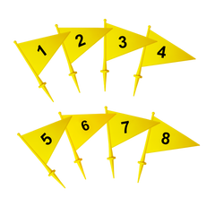 Bandeirolas numeradas plásticas multiuso Pista e Campo - cnj com 08 und (1-8)
