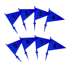 Bandeirolas numeradas plásticas multiuso Pista e Campo - cnj com 08 und (1-8)