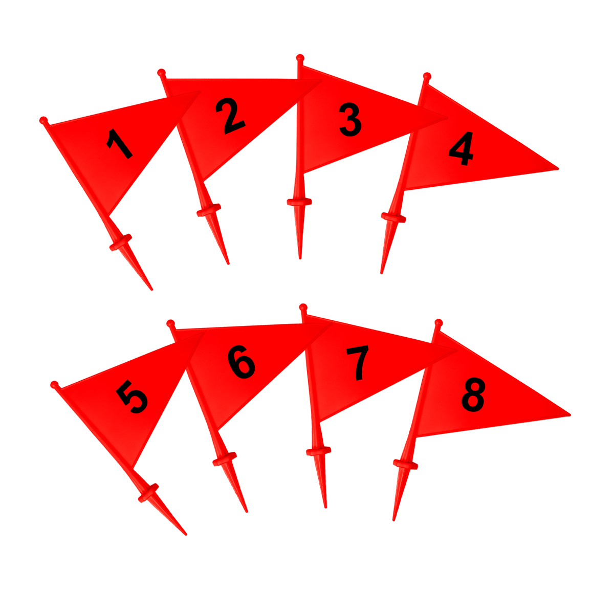 Bandeirolas numeradas plásticas multiuso Pista e Campo - cnj com 08 und (1-8)