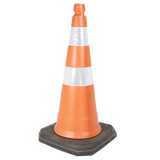 Cone de sinalização semi flexível refletivo 75cm com base de borracha Telbras