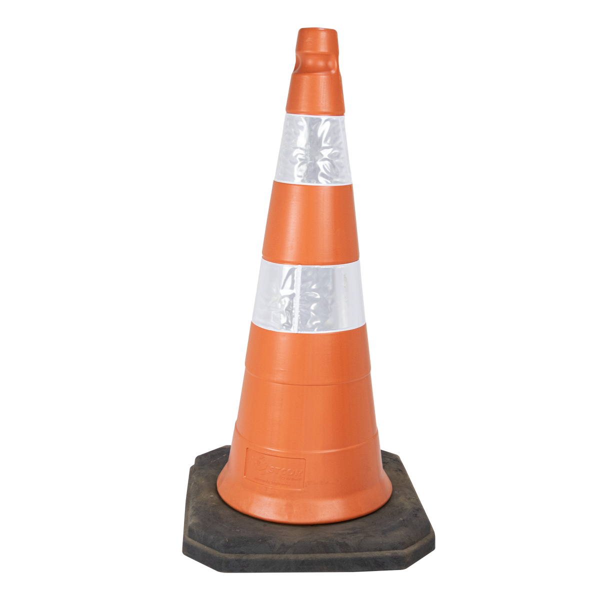 Cone de sinalização semi flexível refletivo 75cm com base de borracha Telbras
