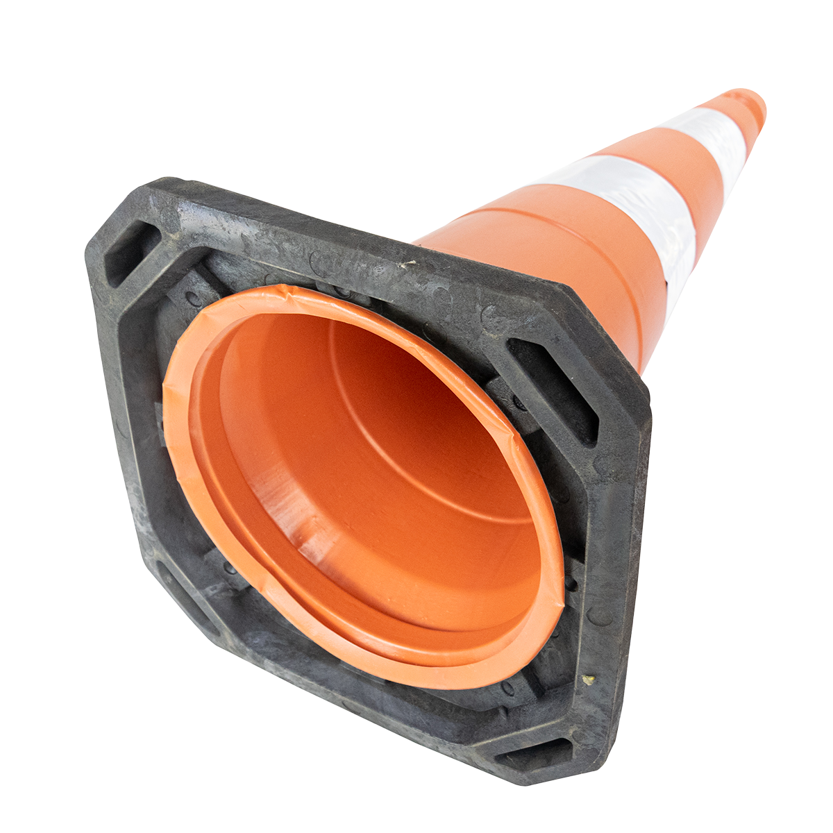 Cone de sinalização semi flexível refletivo 75cm com base de borracha Telbras