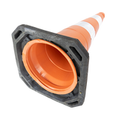 Cone de sinalização semi flexível refletivo 75cm com base de borracha Telbras