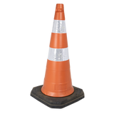 Cone de sinalização semi flexível refletivo 75cm com base de borracha Telbras