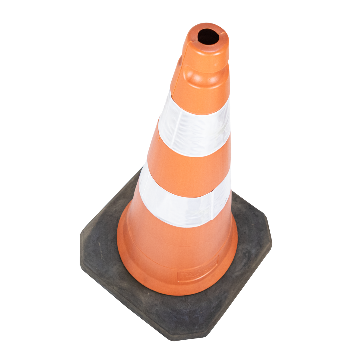 Cone de sinalização semi flexível refletivo 75cm com base de borracha Telbras