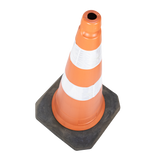 Cone de sinalização semi flexível refletivo 75cm com base de borracha Telbras