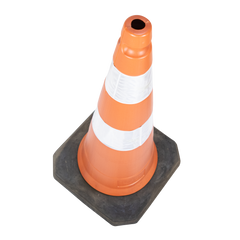Cone de sinalização semi flexível refletivo 75cm com base de borracha Telbras