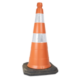 Cone de sinalização semi flexível refletivo 75cm com base de borracha Telbras