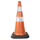 Cone de sinalização semi flexível refletivo 75cm com base de borracha Telbras
