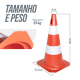 Cone de sinalização flexível (emborrachado) refletivo 50cm Pista e Campo