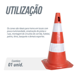 Cone de sinalização flexível (emborrachado) refletivo 50cm Pista e Campo