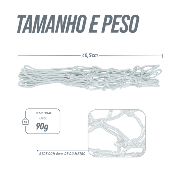 Rede oficial de basquete com fio 6mm PP Pista e Campo - und