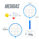 Kit de badminton infantil com 02 raquetes de aço, 01 volante e 01 bola de espuma Loire