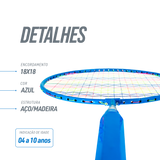 Kit de badminton infantil com 02 raquetes de aço, 01 volante e 01 bola de espuma Loire