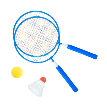 Kit de badminton infantil com 02 raquetes de aço, 01 volante e 01 bola de espuma Loire