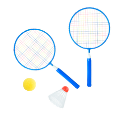 Kit de badminton infantil com 02 raquetes de aço, 01 volante e 01 bola de espuma Loire