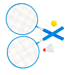 Kit de badminton infantil com 02 raquetes de aço, 01 volante e 01 bola de espuma Loire
