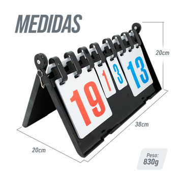 Placar de mesa estrutura plástica preta para pontuação e sets Pista e Campo