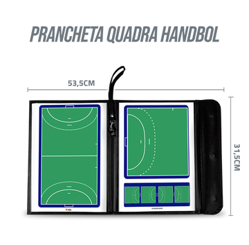 Prancheta tática magnética com caneta para treinamento de handebol Pista e Campo - Modelo pasta preta