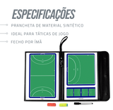 Prancheta tática magnética com caneta para treinamento de handebol Pista e Campo - Modelo pasta preta