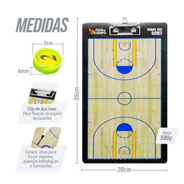 Prancheta tática magnética dupla face com caneta para treinamento de Basquete Pista e Campo