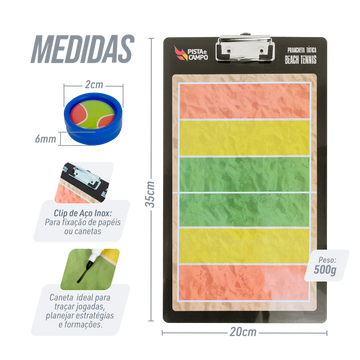 Prancheta tática magnética com caneta para treinamento de esportes de praia Pista e Campo