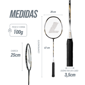 Raquete de badminton com fibra de carbono premium Loire Pista e Campo