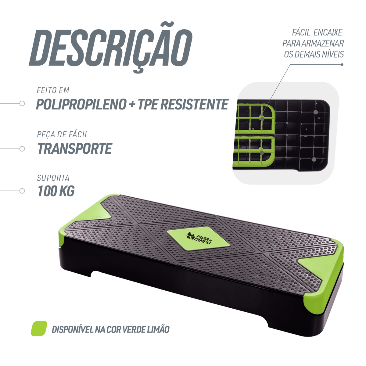 Step de Ginástica Aeróbica Ajustável 2 Alturas Pista e Campo