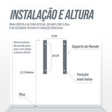 Tabela de basquete de parede quadro transparente de 110x74cm com aro e rede Pista e Campo