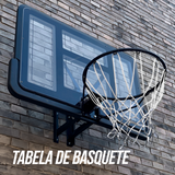 Tabela de basquete de parede quadro transparente de 110x74cm com aro e rede Pista e Campo