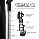 Tabela de basquete adulto móvel com poste, tabela de acrílico e aro modelo premium Pista e Campo