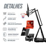 Tabela de basquete adulto móvel com poste, tabela e aro modelo top Velden