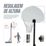 Tabela de basquete infantil juvenil móvel com poste, tabela plástica e aro Velden