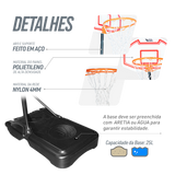Tabela de basquete infantil juvenil móvel com poste, tabela plástica e aro Velden