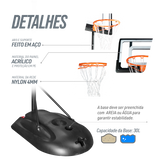 Tabela de basquete infantil juvenil móvel com poste, tabela transparente e aro Velden