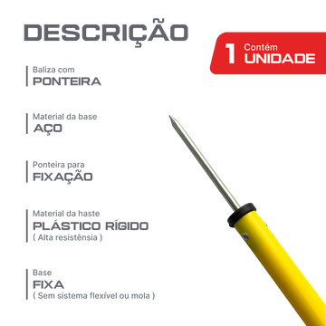 Baliza (slalom) com estaca simples fixa (sem mola) com ponta metálica Velden