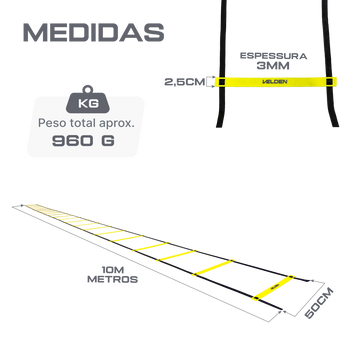 Escada de agilidade com degraus ajustáveis de plástico 10m de comprimento Velden